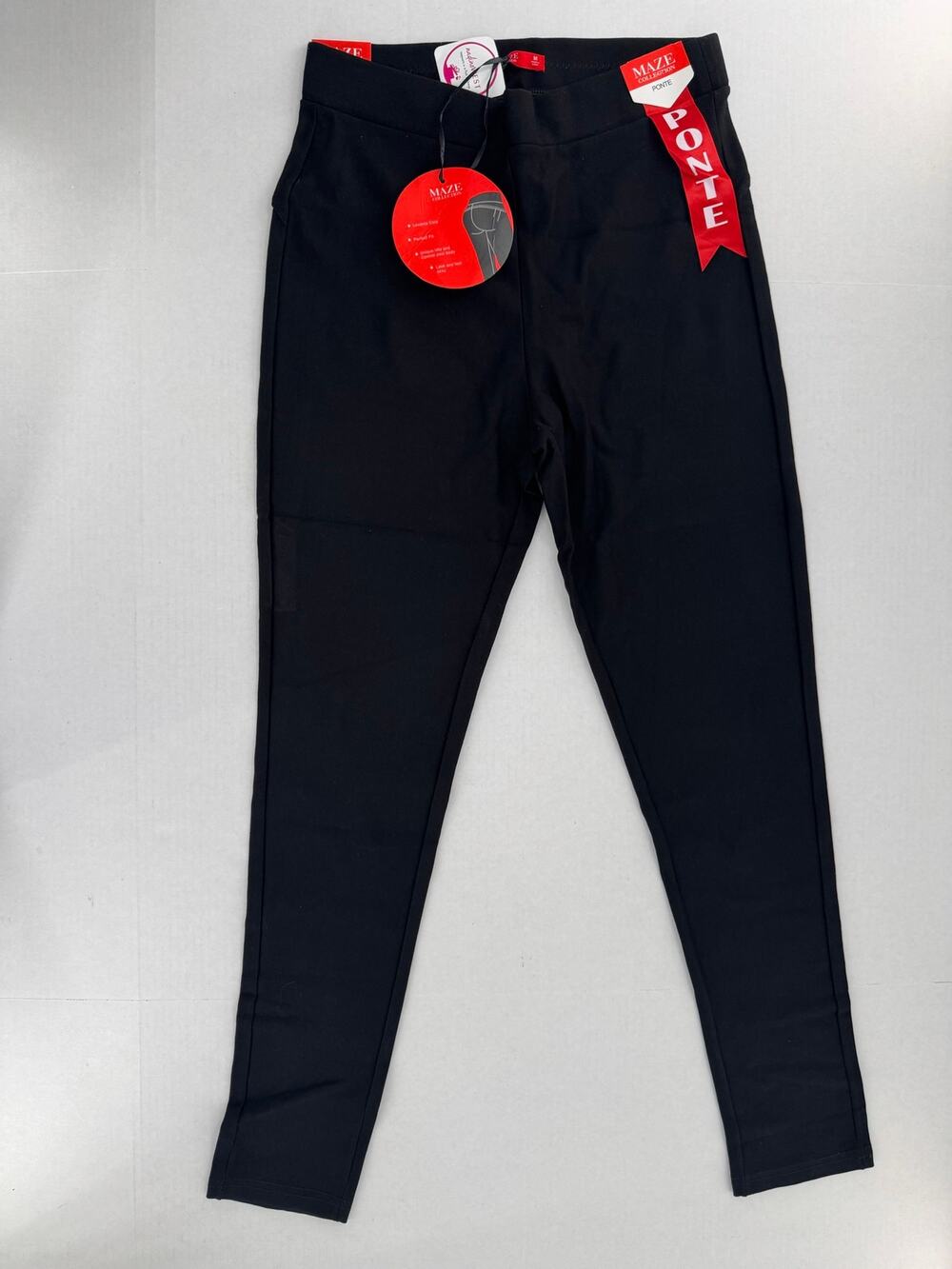 Maze Collection Ponte Pants M Black Levanta Cola Butt Lift Skinny Stretch NWT